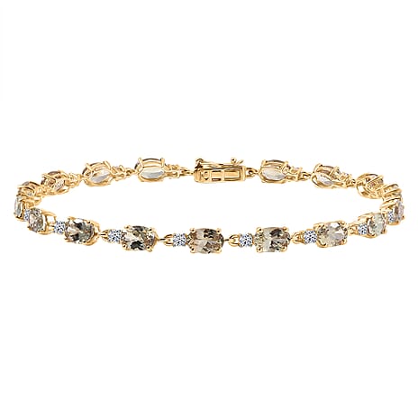 Luxuriant 9K Yellow Gold AAA Turkizite & Lab Grown Diamond (SI-GH) Cluster Bracelet (Size 7.5) with GB Lock Box 9.61 Ct.