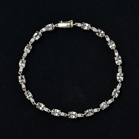 Luxuriant 9K Yellow Gold AAA Turkizite & Lab Grown Diamond (SI-GH) Cluster Bracelet (Size 7.5) with GB Lock Box 9.61 Ct.