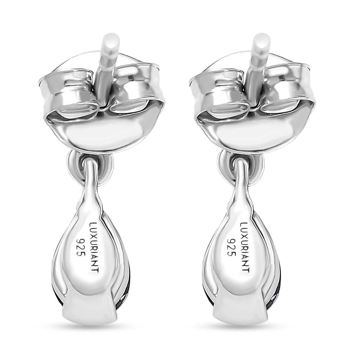 Luxuriant Lab Grown Alexandrite & White Zircon Solitaire Stud Push Post Earring in Rhodium Overlay Sterling Silver 1.00 Ct.