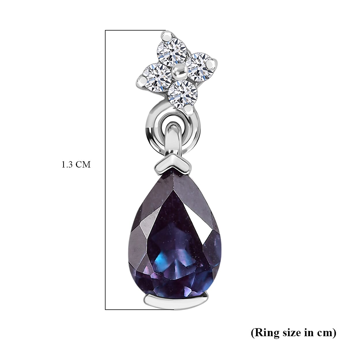 Luxuriant Lab Grown Alexandrite & White Zircon Solitaire Stud Push Post Earring in Rhodium Overlay Sterling Silver 1.00 Ct.