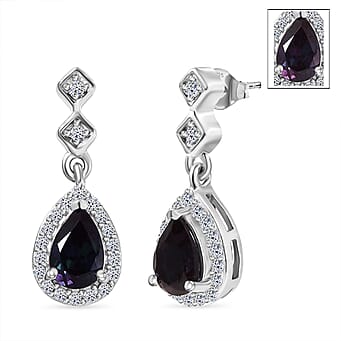 https://tjcuk.sirv.com/Products/82/7/8279029/Luxuriant-Lab-Grown-Alexandrite-White-Zircon-Dangling-Earring-in-Rhodi_8279029.jpg?w=342&h=342