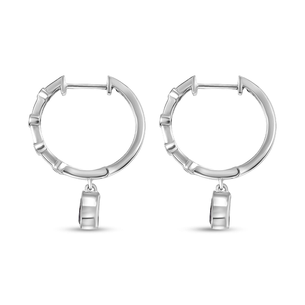 Luxuriant Lab Grown Alexandrite & White Zircon Dangling Earring in Rhodium Overlay Sterling Silver 1.05 Ct.