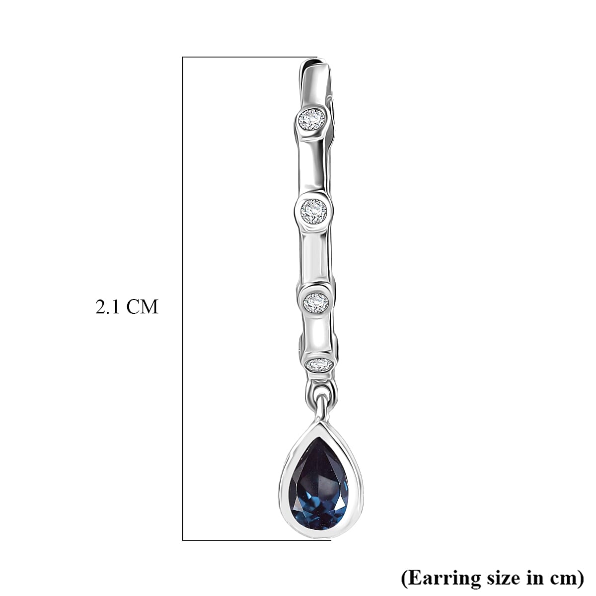 Luxuriant Lab Grown Alexandrite & White Zircon Dangling Earring in Rhodium Overlay Sterling Silver 1.05 Ct.