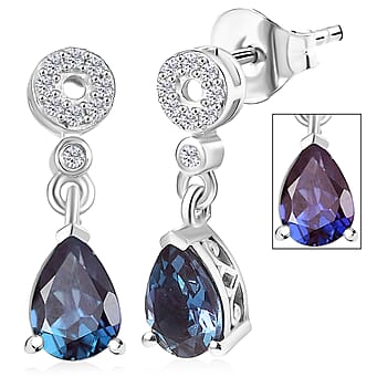 https://tjcuk.sirv.com/Products/82/7/8279037/Luxuriant-Lab-Grown-Alexandrite-White-Zircon-Dangling-Earring-in-Rhodi_8279037.jpg?w=342&h=342