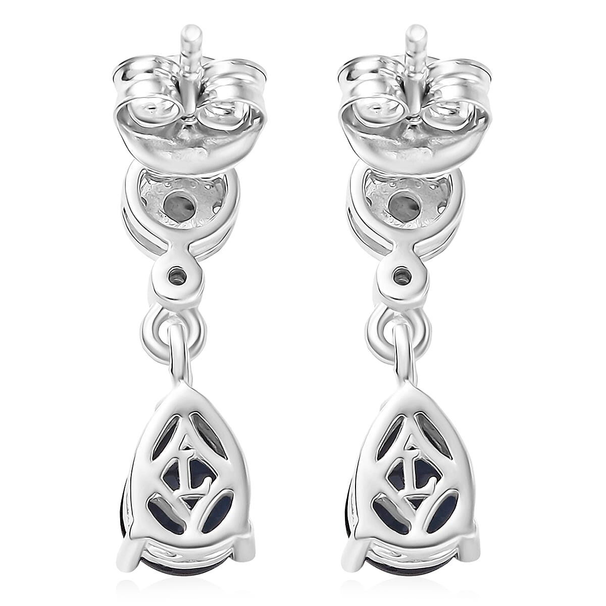 Luxuriant Lab Grown Alexandrite & White Zircon Dangling Earring in Rhodium Overlay Sterling Silver 1.75 Ct.