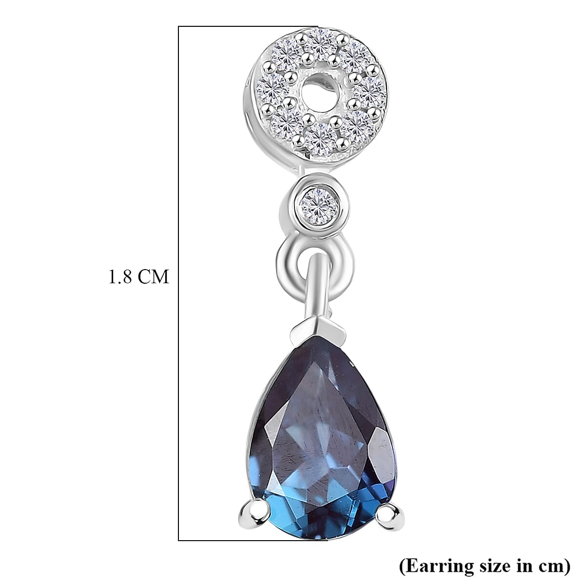 Luxuriant Lab Grown Alexandrite & White Zircon Dangling Earring in Rhodium Overlay Sterling Silver 1.75 Ct.