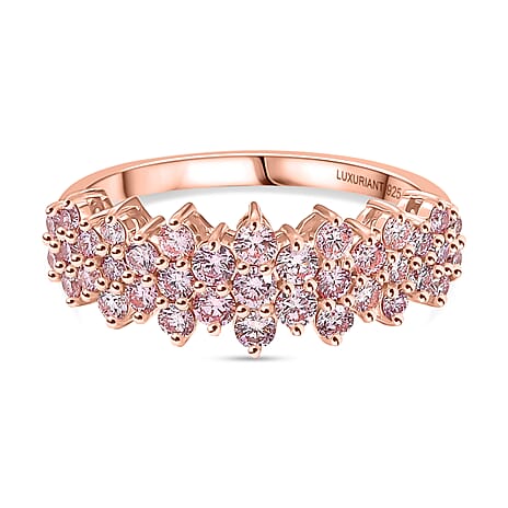 Luxuriant Lab Grown Pink Diamond Main Stone With Side Stone Ring in 18K RG VermeilSterling Silver  1.000  Ct.