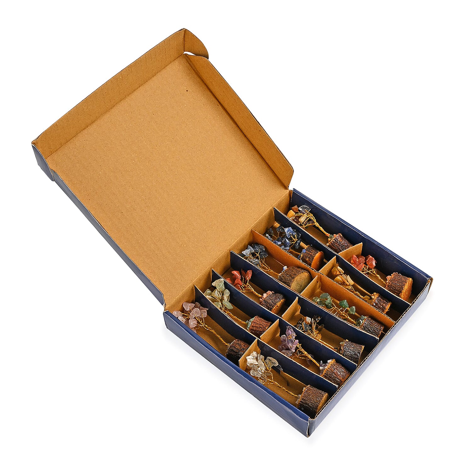 Tucson Find  Deal Livmore Set of 12 Gemstone Bonsai Trees (5.08cm) - Multi Colour