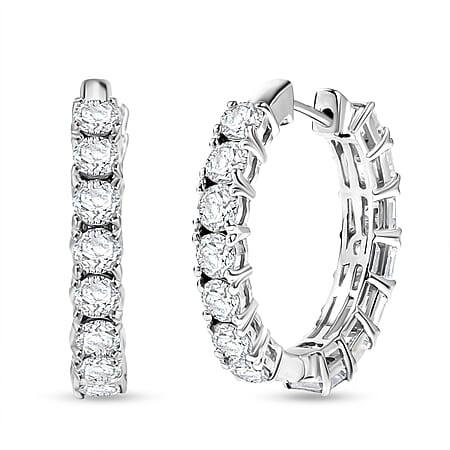 D'Joy 7.17 Ct. Moissanite Full Hoop Earring in Rhodium Overlay Sterling Silver