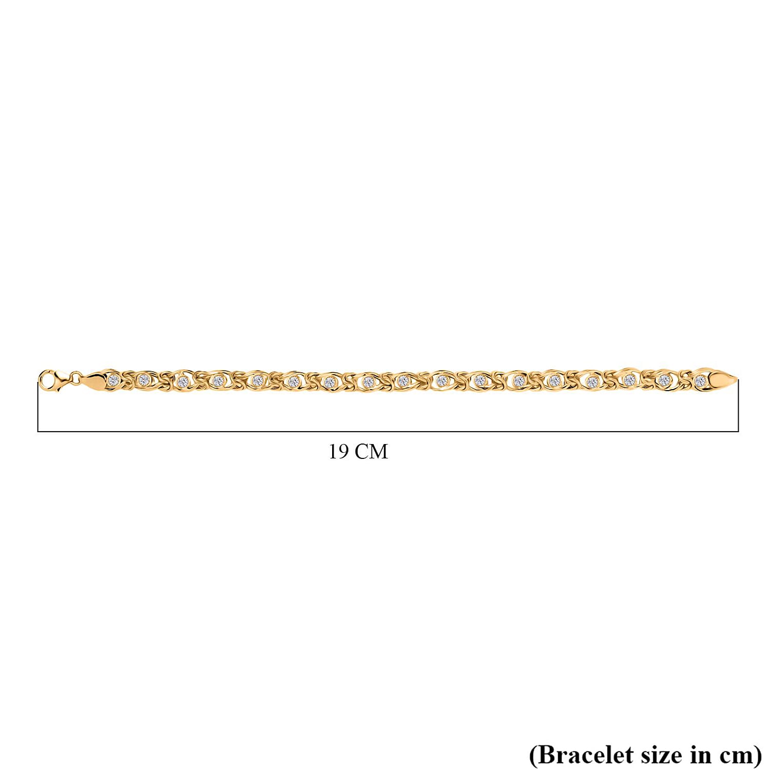 Ottoman Treasure - Luxuriant Lab Grown Diamond (SI-GH) Byzantine Bracelet  (Size 7.5) in 18K Vermeil Yellow Gold Sterling Silver 1.13 Ct, Silver Wt 12.51 Gms