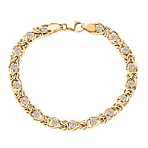 Ottoman Treasure-  Lab Grown Diamond (SI-GH) Byzantine Bracelet  (Size 7.5) in 18K Vermeil Yellow Gold Sterling Silver. Total Wt 1.15 Cts