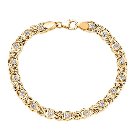 Luxuriant Lab Grown Diamond (SI-GH) Line Bracelet 1 Row (Size 7.5) in 18K Vermeil Yellow Gold Plated Sterling Silver 1.13 Ct, Silver Wt. 12.51 Gms.