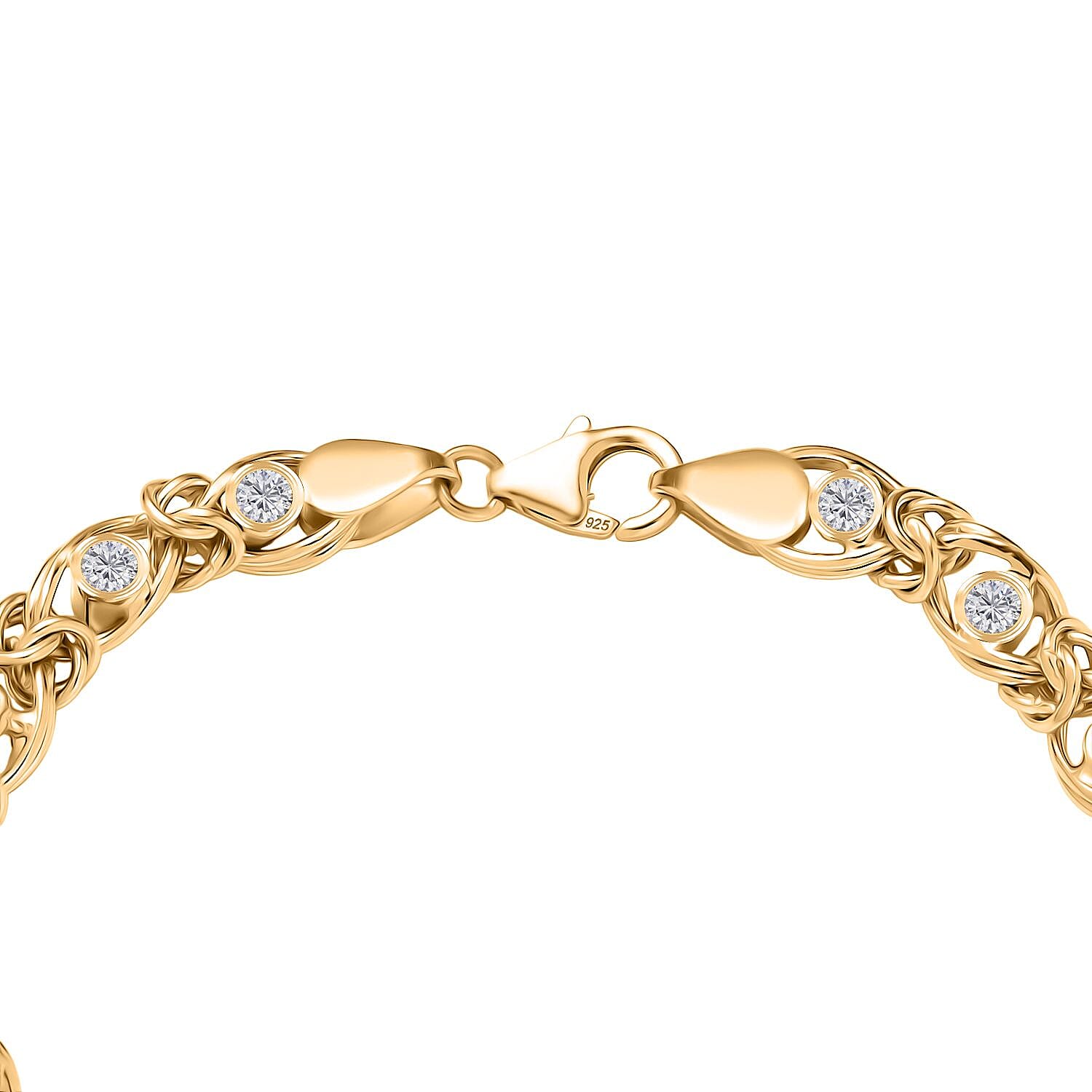 Luxuriant Lab Grown Diamond (SI-GH) Line Bracelet 1 Row (Size 7.5) in 18K Vermeil Yellow Gold Plated Sterling Silver 1.13 Ct, Silver Wt. 12.51 Gms.