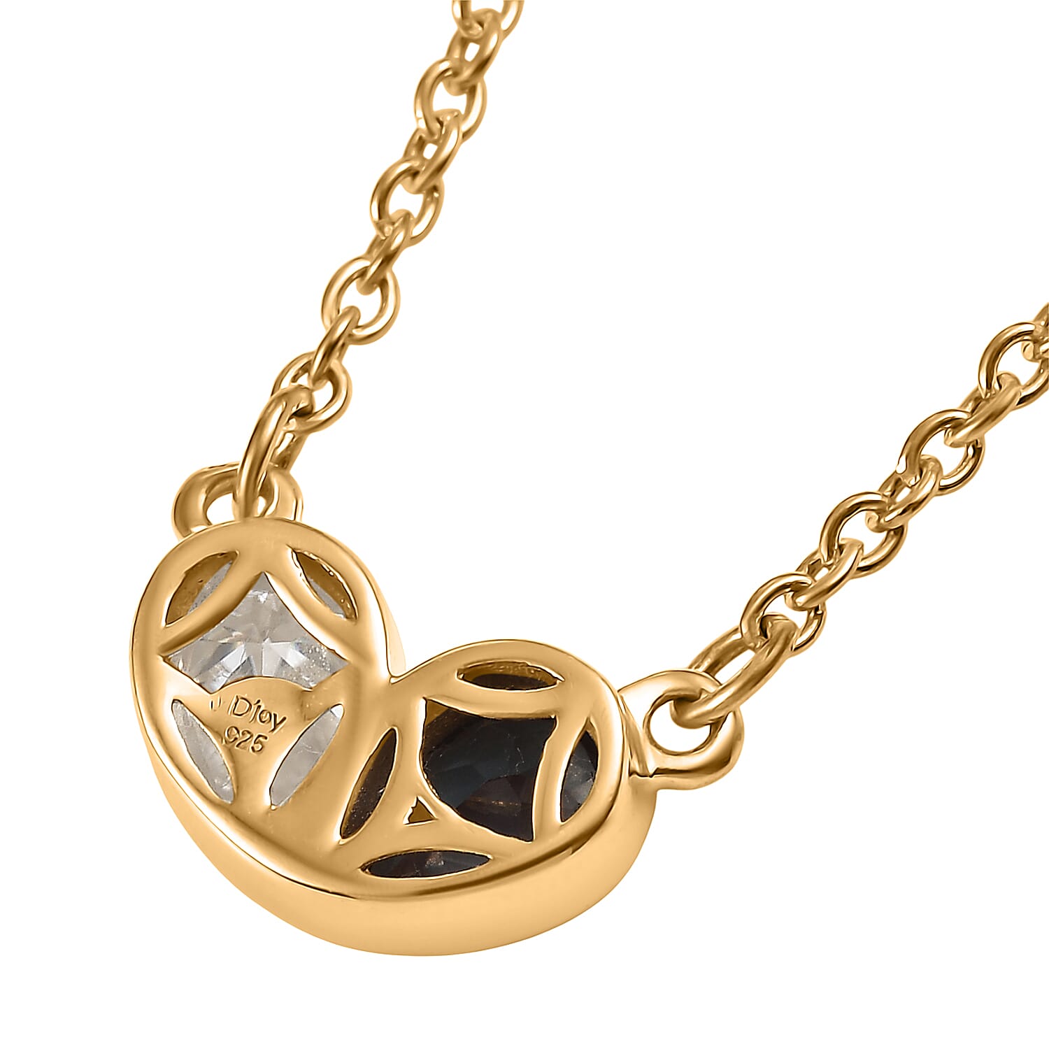 D'Joy Lab Grown Alexandrite & Moissanite Necklace (Size - 20) in Yellow Gold Plated Sterling Silver