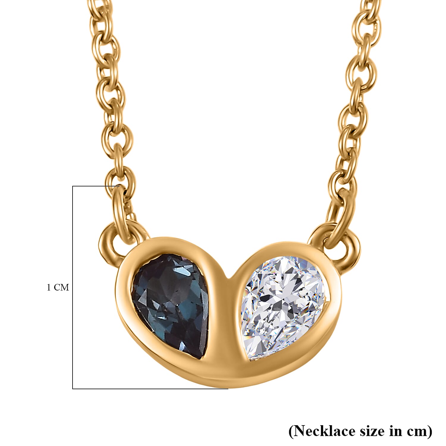 D'Joy Lab Grown Alexandrite & Moissanite Necklace (Size - 20) in Yellow Gold Plated Sterling Silver