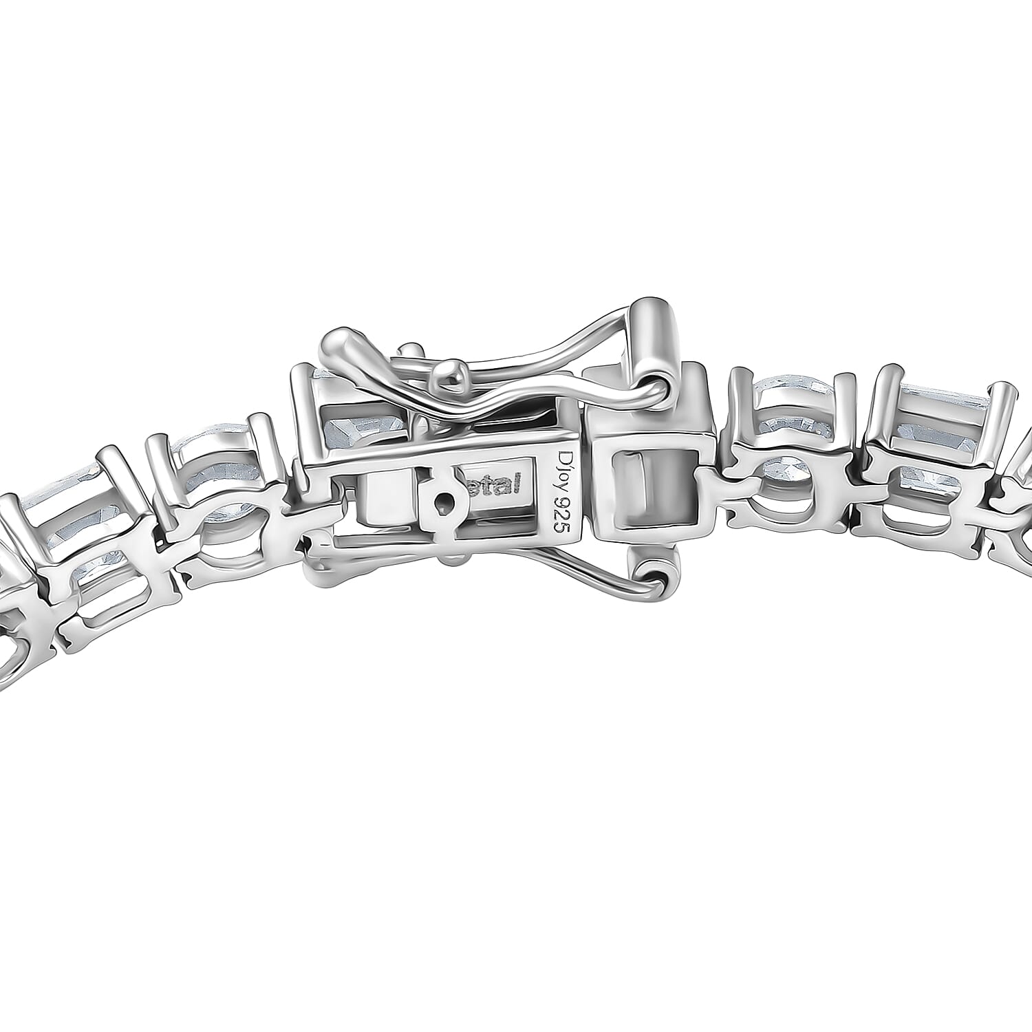 D'Joy Moissanite Linking Bracelet (Size 7.5) with GB Lock Box in Rhodium Overlay Sterling Silver 11.74 Ct, Silver Wt. 9.99 Gms.