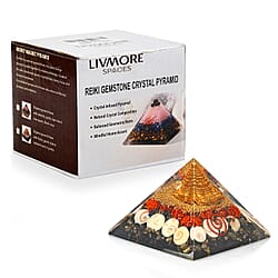 LIVMORE Gemstone Orgone Decorative Pyramid (5cm) With Pyrite