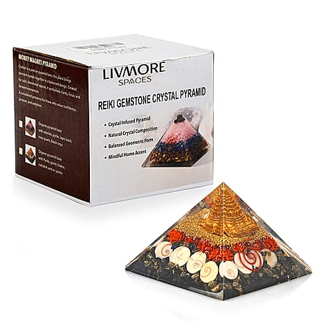 LIVMORE Gemstone Orgone Decorative Pyramid (5cm) With Pyrite