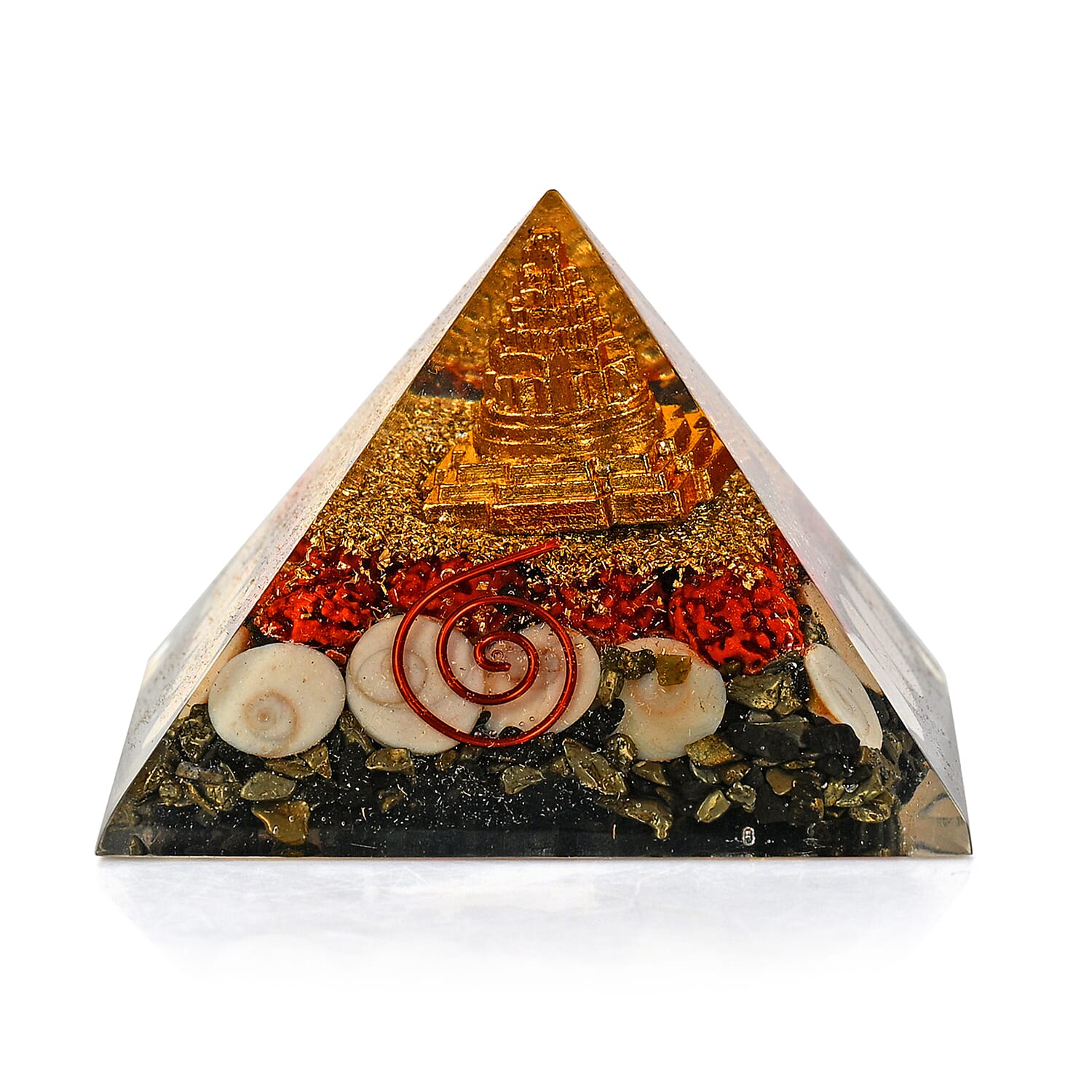 LIVMORE Gemstone Orgone Decorative Pyramid (5cm) With Pyrite