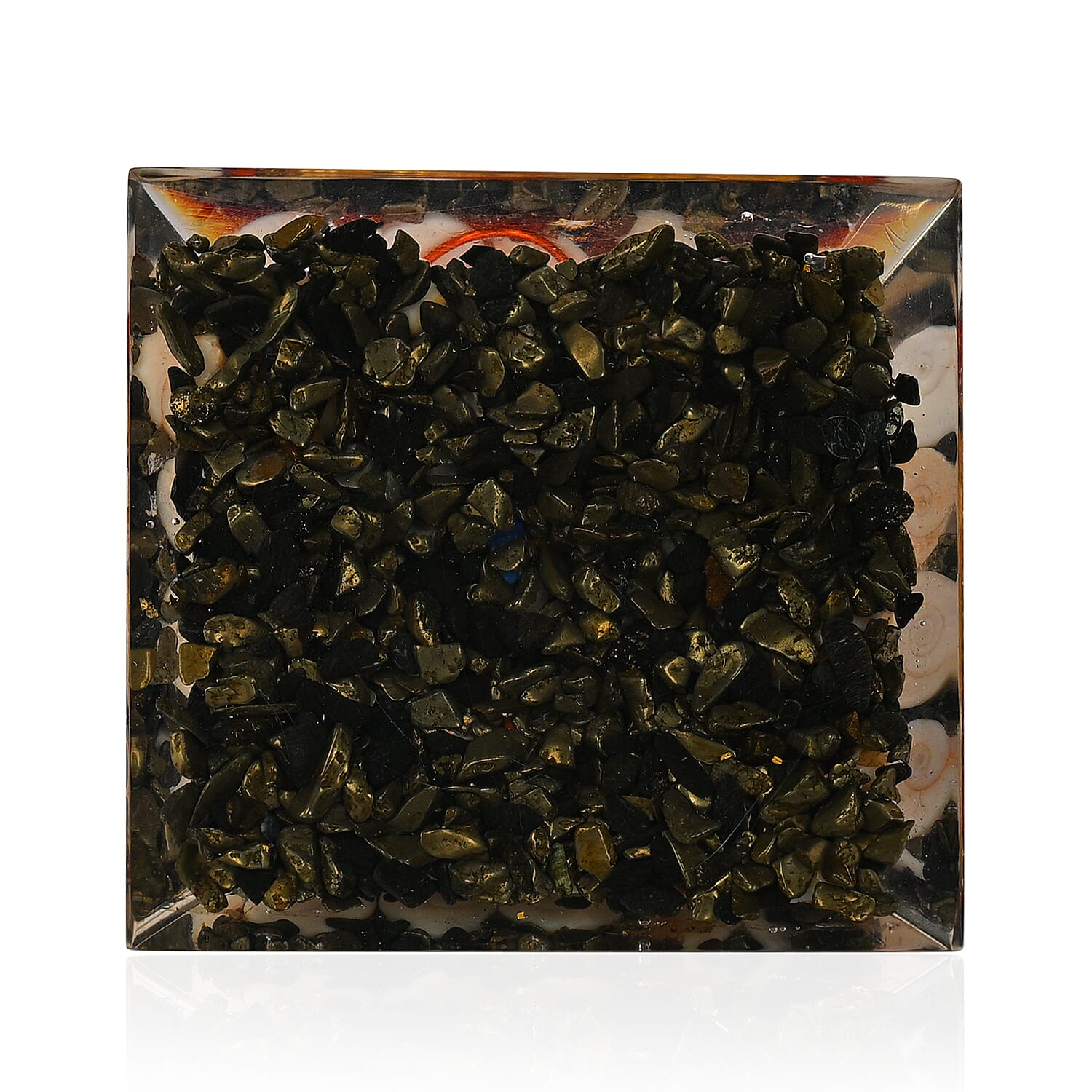 LIVMORE Gemstone Orgone Decorative Pyramid (5cm) With Pyrite