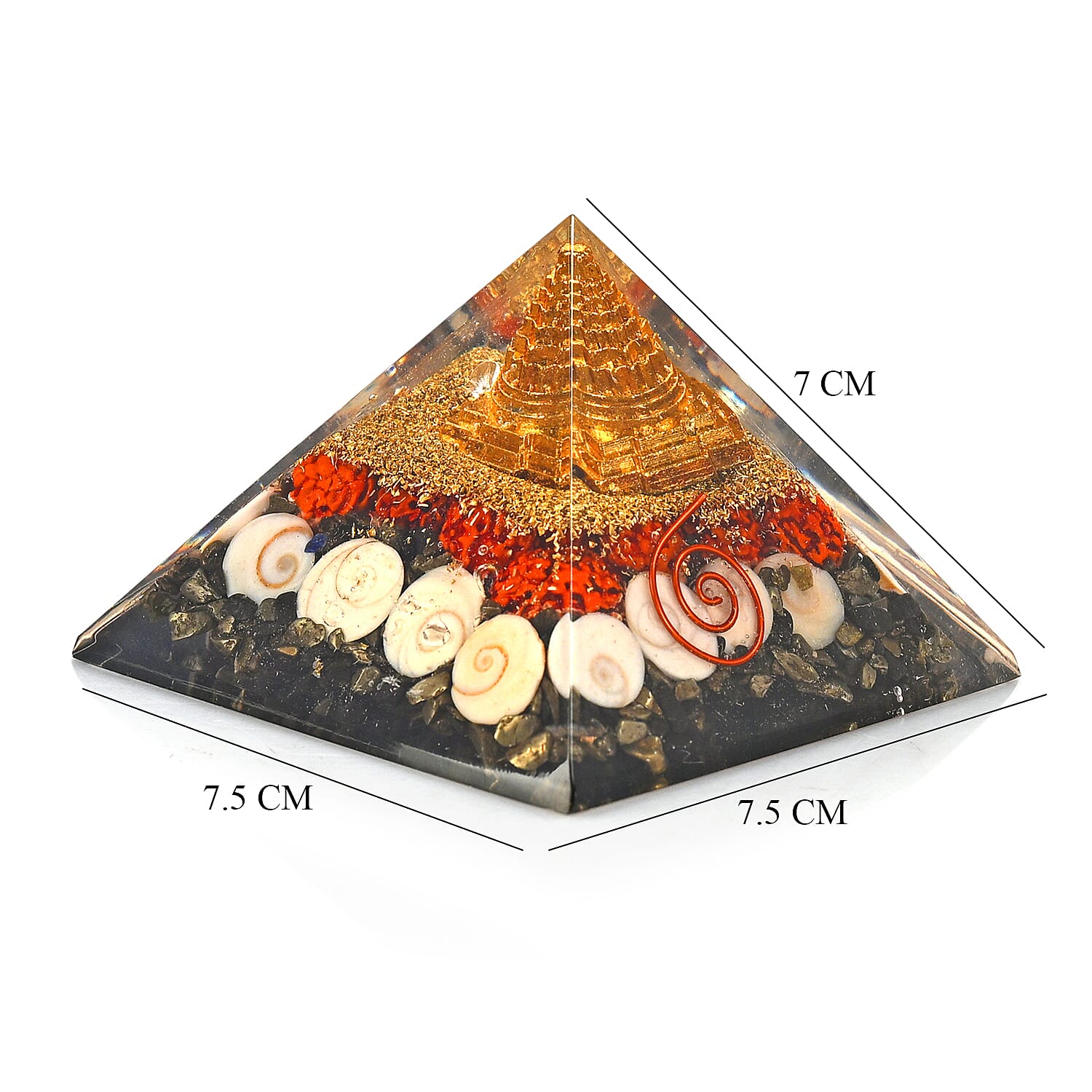 LIVMORE Gemstone Orgone Decorative Pyramid (5cm) With Pyrite