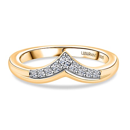 LUXURIANT Lab Grown Diamond Wishbone Ring in 18K Vermeil Yellow Gold Plated Sterling Silver