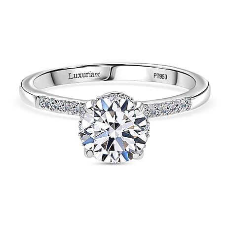 Luxuriant 950 Platinum IGI Certified Lab Grown Diamond (VS-EF) Ring 1.51 Ct, Platinum Wt. 4.16 Gms.