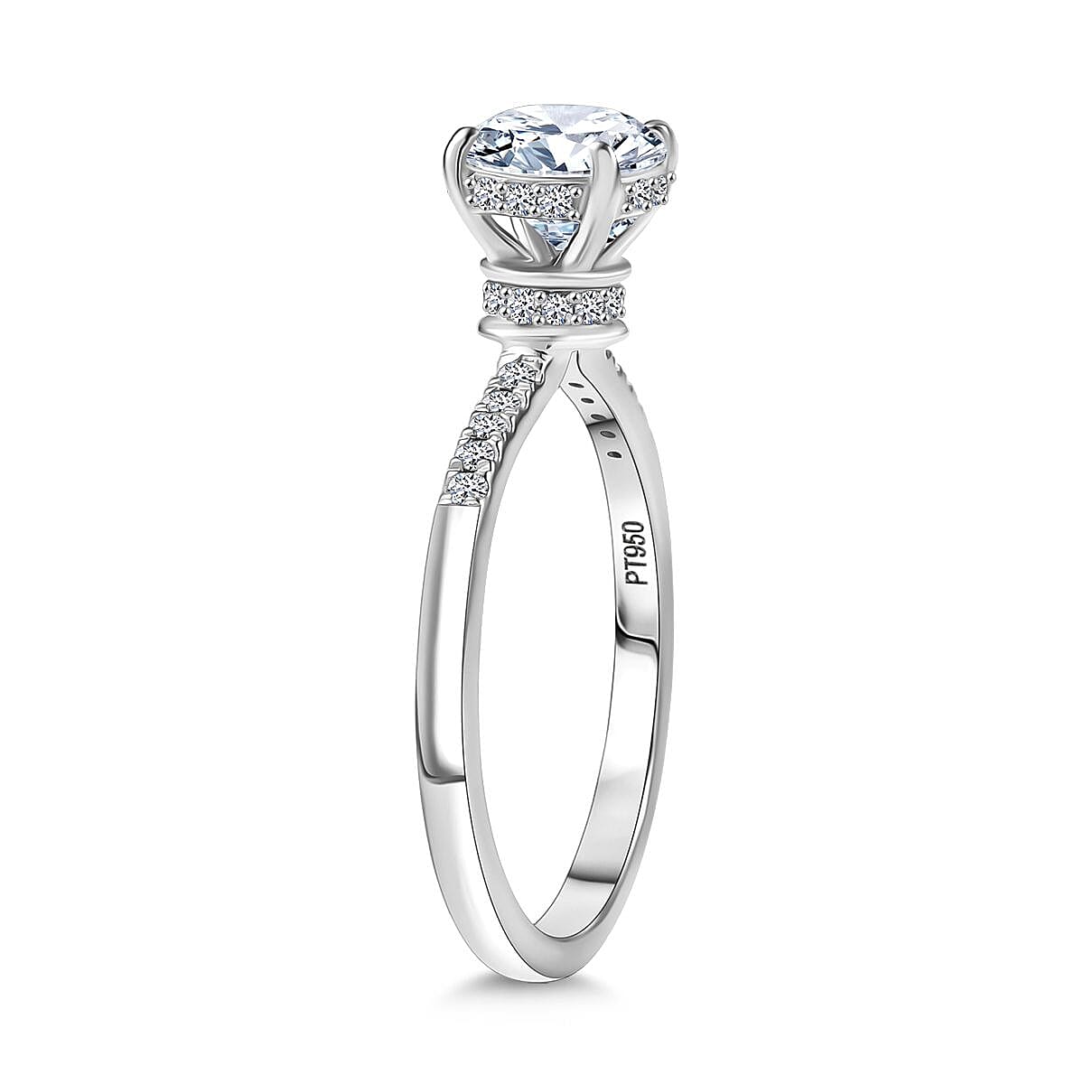 Luxuriant 950 Platinum IGI Certified Lab Grown Diamond (VS-EF) Ring 1.51 Ct, Platinum Wt. 4.16 Gms.