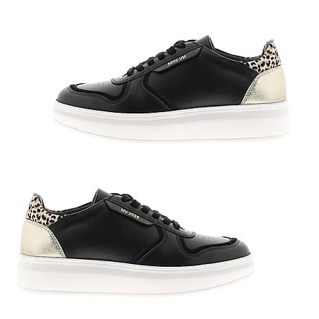 NV Premium Leather Upper Casual Trainers (Size 4) - Black