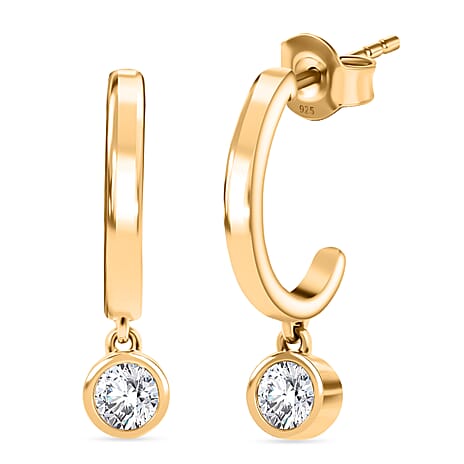 Luxuriant Lab Grown Diamond (SI-GH) Earring with Push Back in 18K Vermeil Yellow Gold Plated Sterling Silver 0.50 Ct.