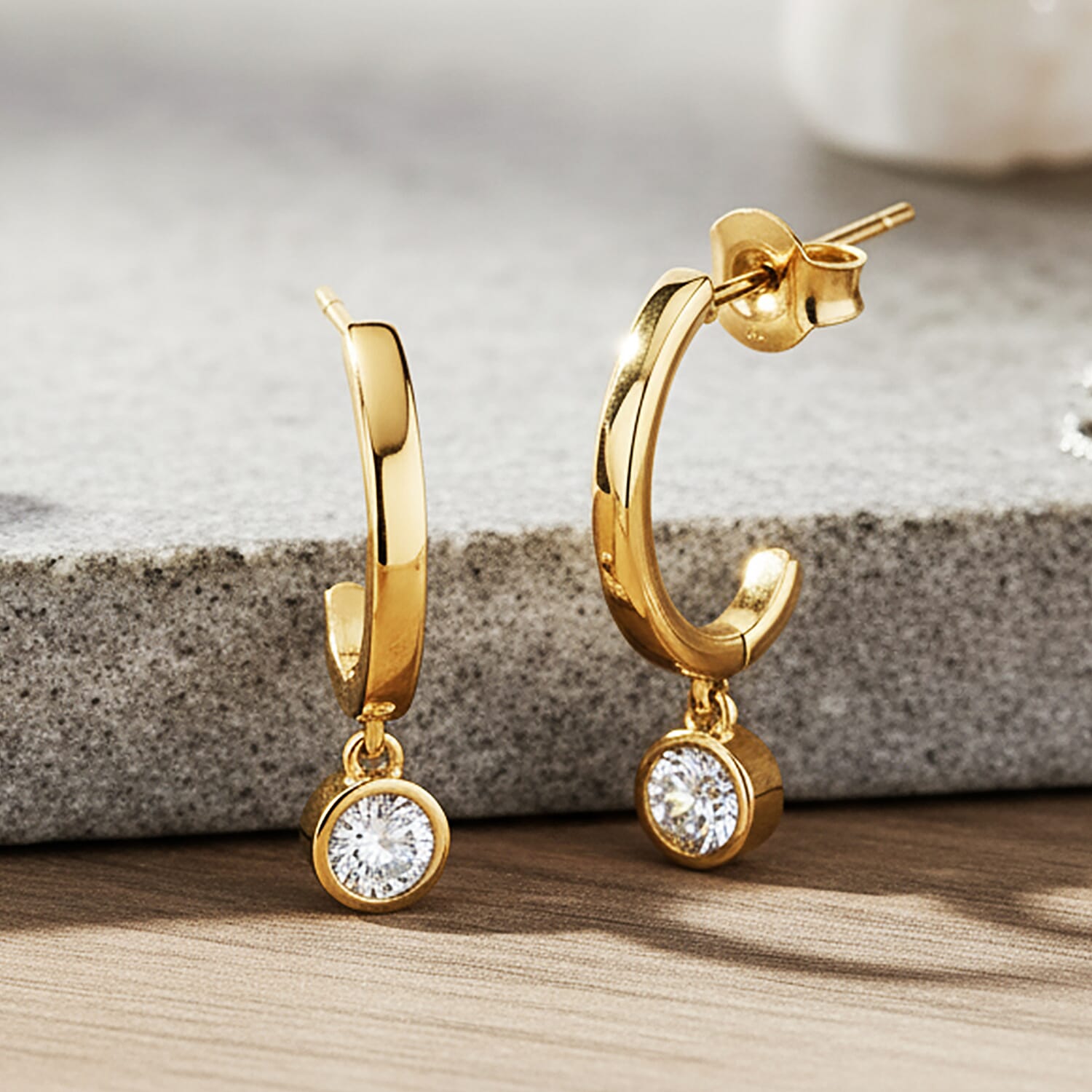 Luxuriant Lab Grown Diamond (SI-GH) Earring with Push Back in 18K Vermeil Yellow Gold Plated Sterling Silver 0.50 Ct.