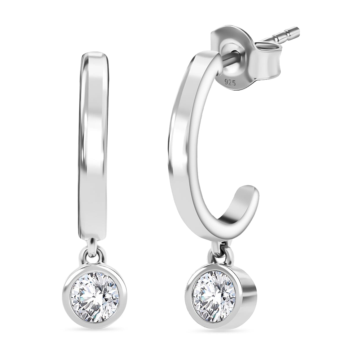Luxuriant Lab Grown Diamond (SI-GH) Push Back Earring in Rhodium Overlay Sterling Silver 0.50 Ct.