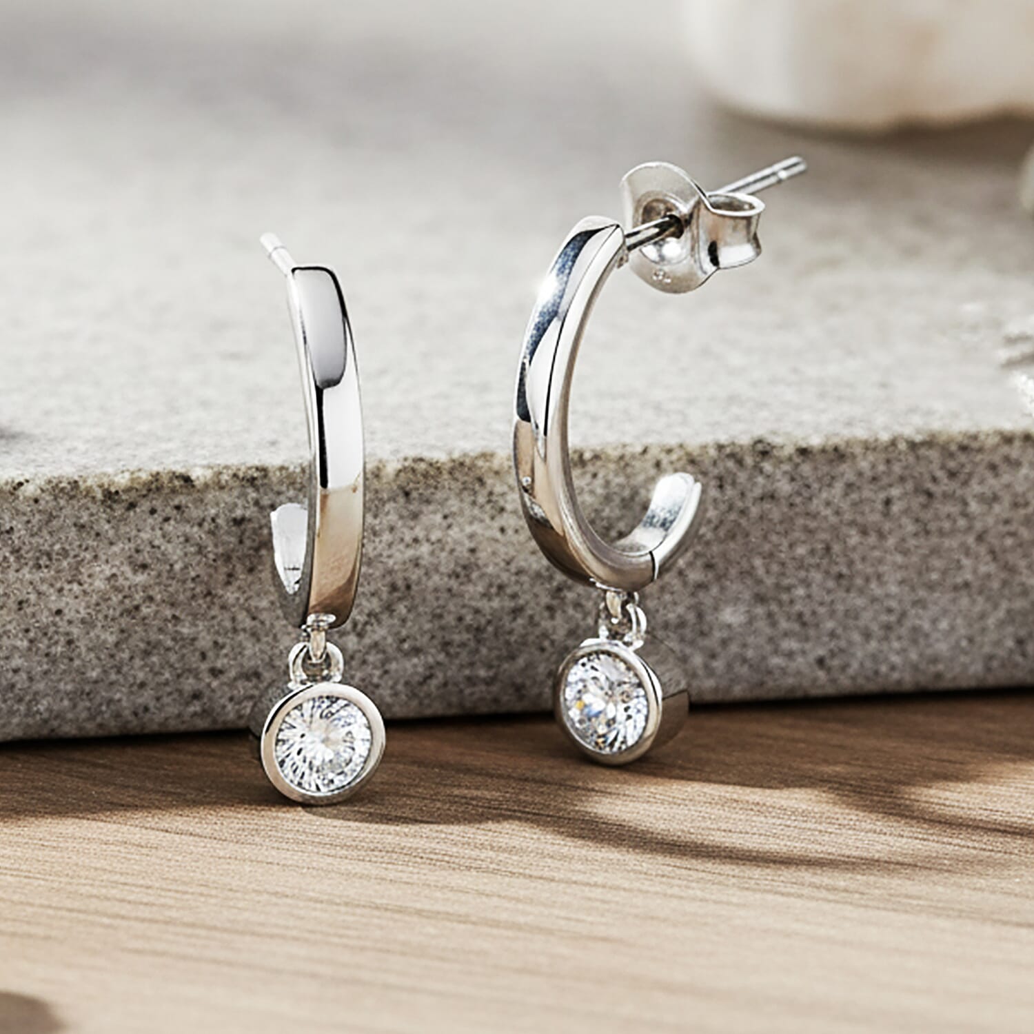 Luxuriant Lab Grown Diamond (SI-GH) Push Back Earring in Rhodium Overlay Sterling Silver 0.50 Ct.