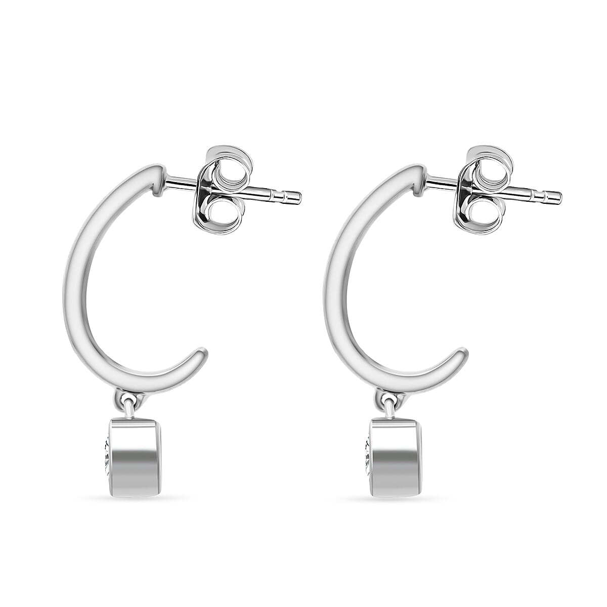 Luxuriant Lab Grown Diamond (SI-GH) Push Back Earring in Rhodium Overlay Sterling Silver 0.50 Ct.