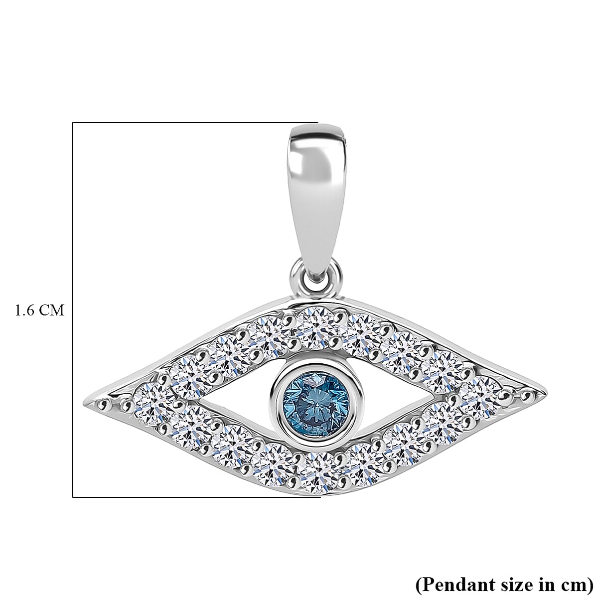 Luxuriant Lab Grown Blue Diamond & Lab Grown Diamond (SI-GH) Pendant in Rhodium Overlay Sterling Silver 0.50 Ct.