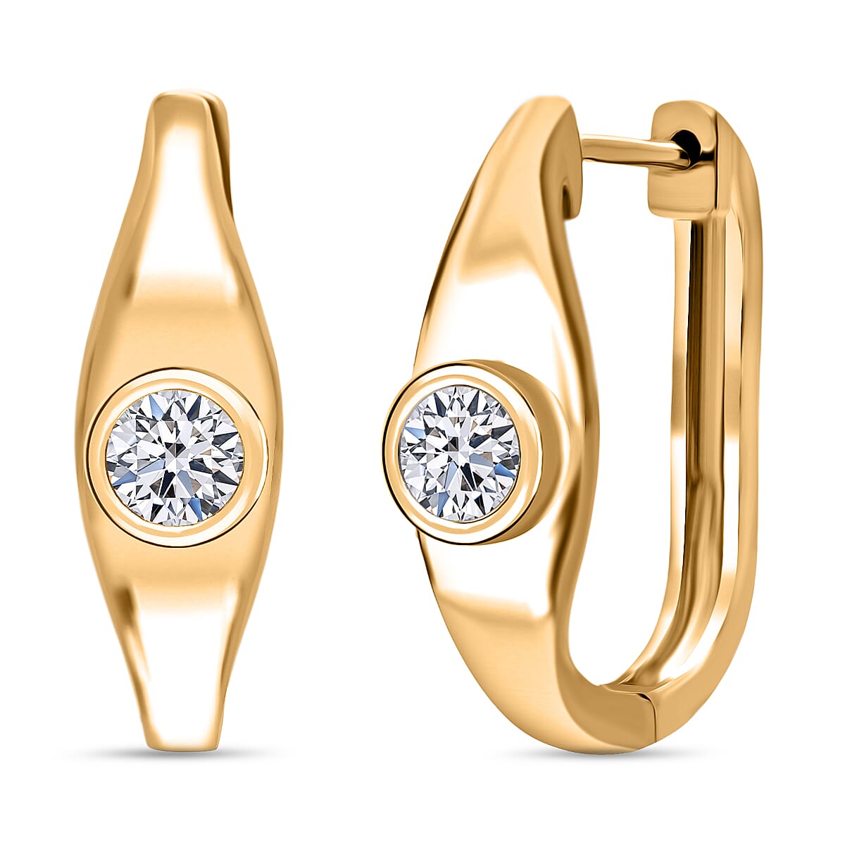 Luxuriant Lab Grown Diamond (SI-GH) Hoop Earring in 18K Vermeil Yellow Gold Plated Sterling Silver 0.50 Ct.