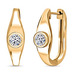 LUXURIANT 0.50 Ct. Lab Grown Diamond Solitaire Hoop Earring in Yellow Gold Plated Sterling Silver (SI-GH)