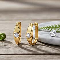 LUXURIANT 0.50 Ct. Lab Grown Diamond Solitaire Hoop Earring in Yellow Gold Plated Sterling Silver (SI-GH)