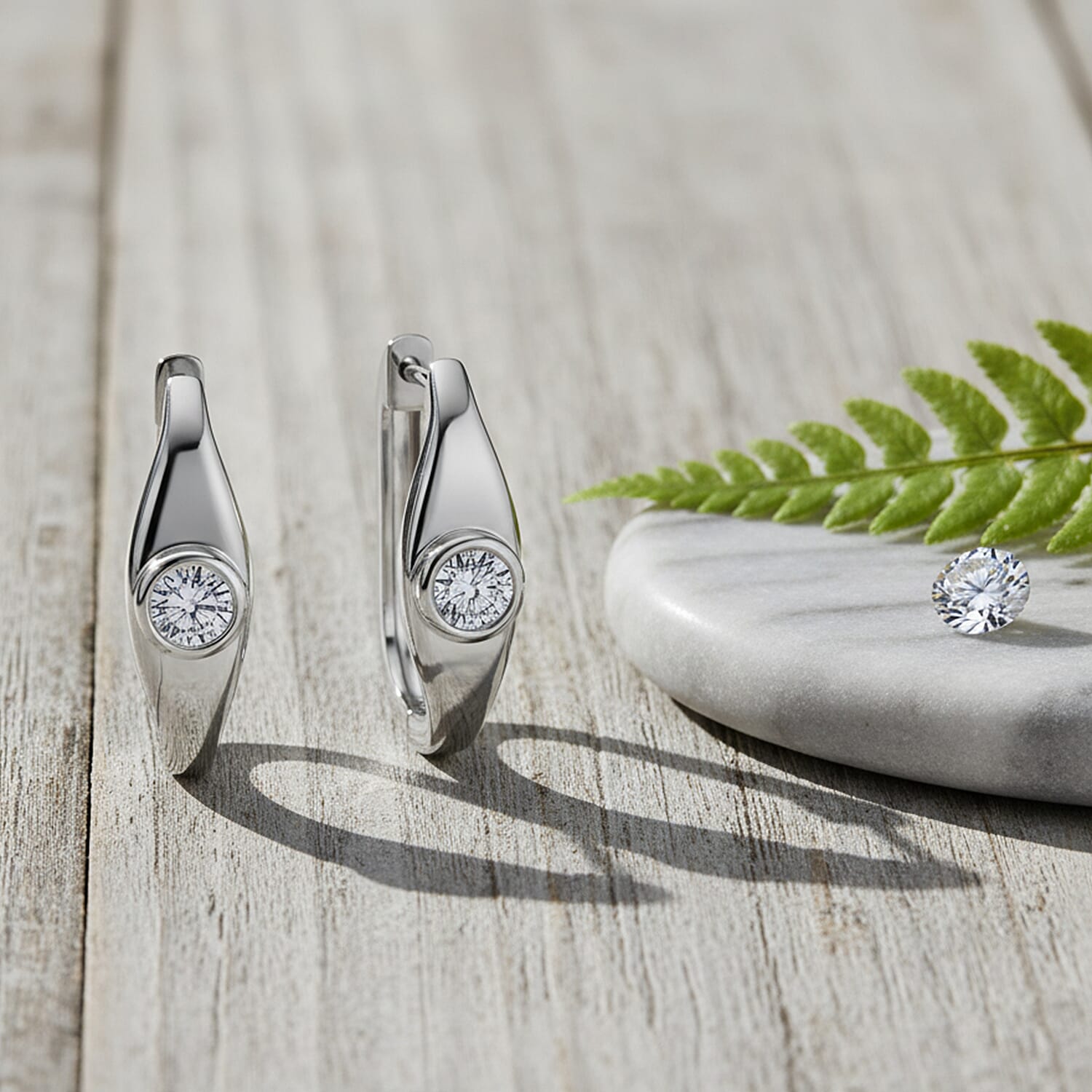 Luxuriant Lab Grown Diamond (SI-GH) Hoop Earring in Rhodium Overlay Sterling Silver 0.50 Ct.