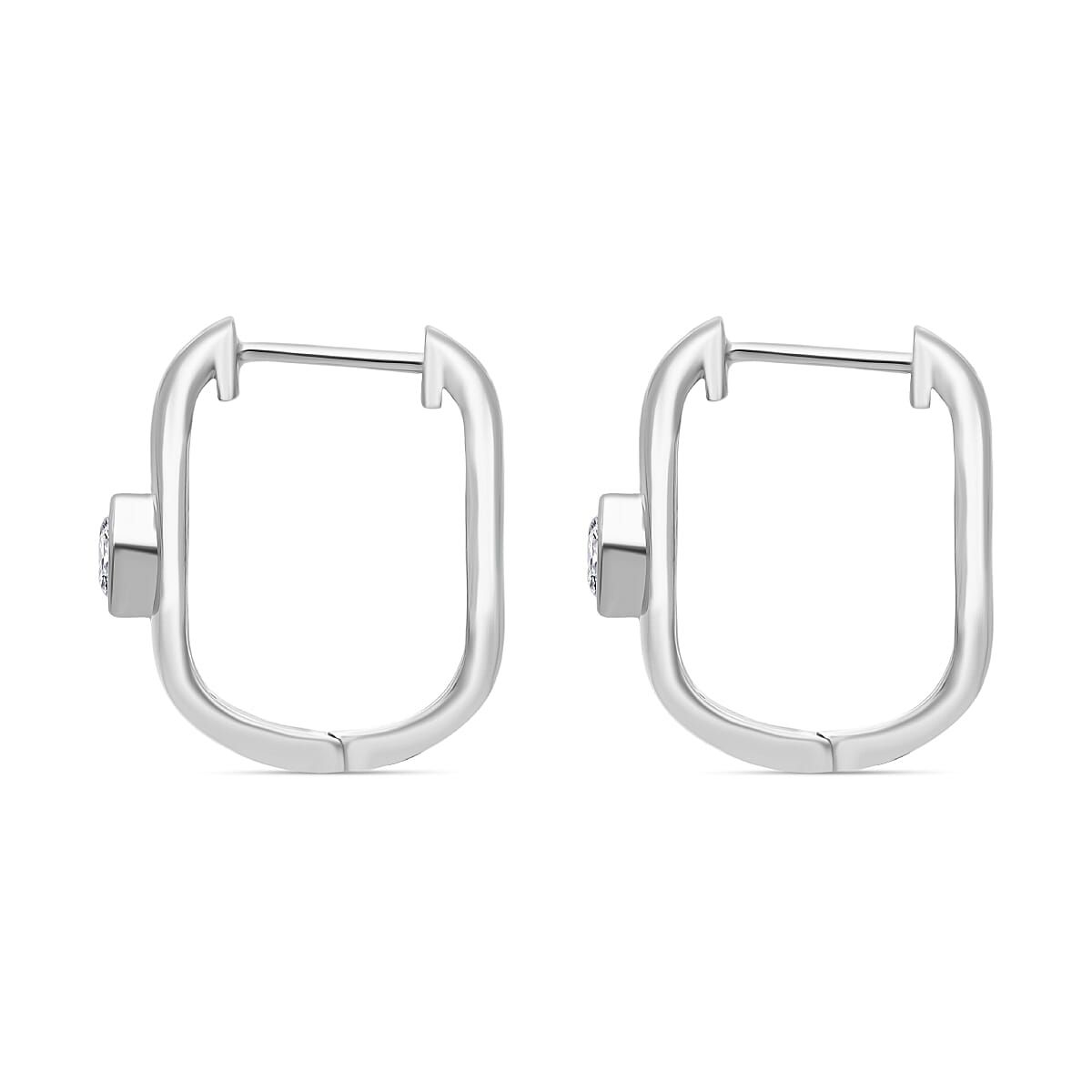 Luxuriant Lab Grown Diamond (SI-GH) Hoop Earring in Rhodium Overlay Sterling Silver 0.50 Ct.