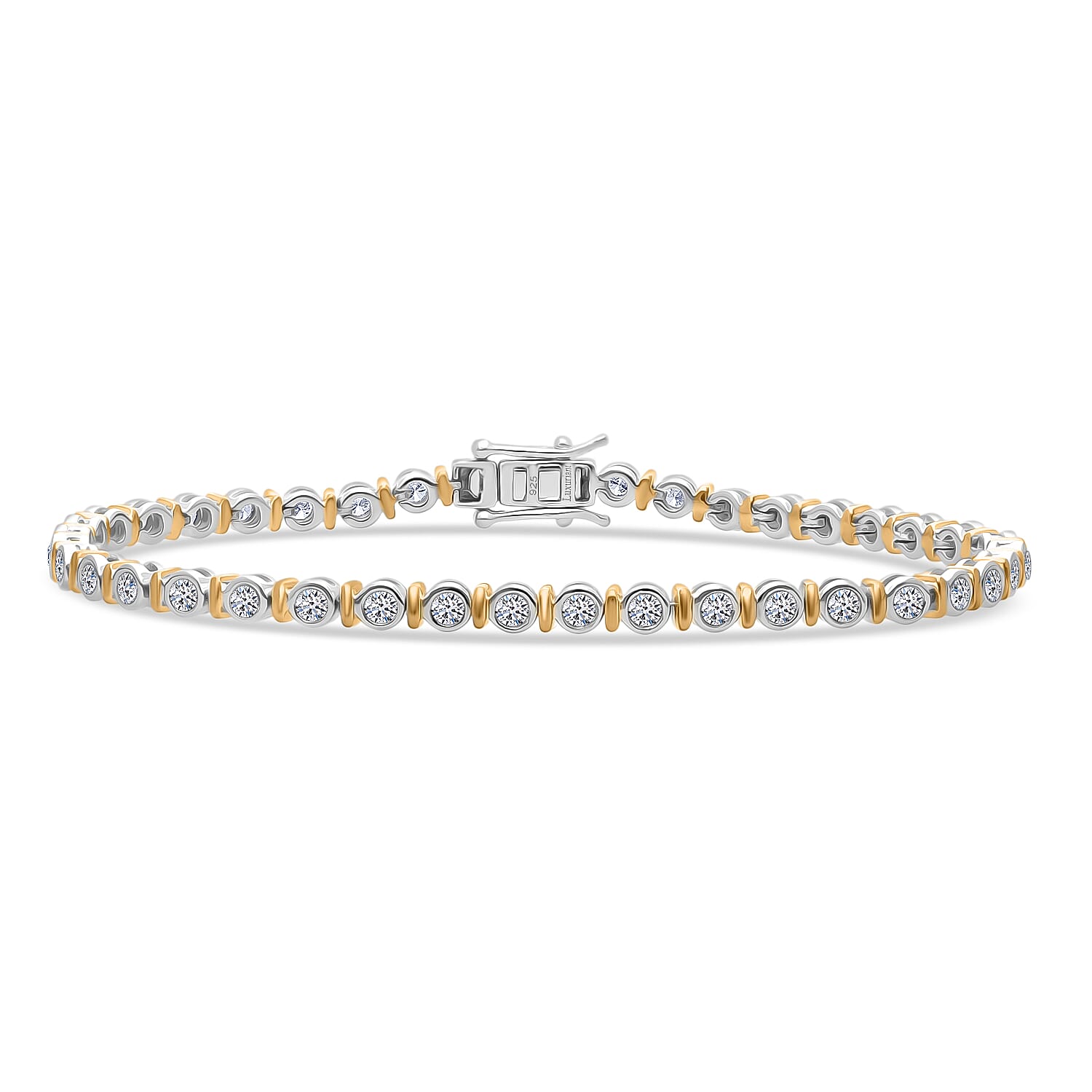 Luxuriant Lab Grown Diamond Bracelet (Size - 7.5) Sterling Silver, Silver Wt.14 Gms  2.000  Ct.