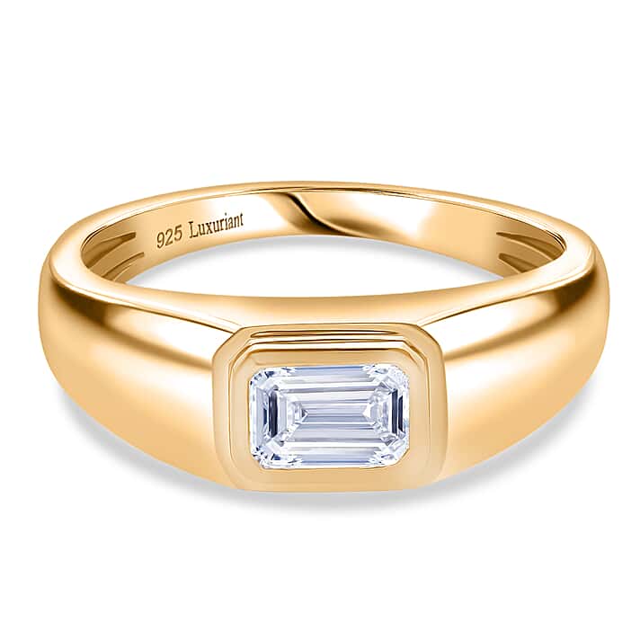 LUXURIANT 1 Ct. Lab Grown Diamond Solitaire Ring in 18K Vermeil Yellow Gold Plated Sterling Silver