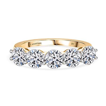 LUXURIANT 2 Ct. Lab Grown Diamond Trilogy Ring in 9K Gold, SGL Certified