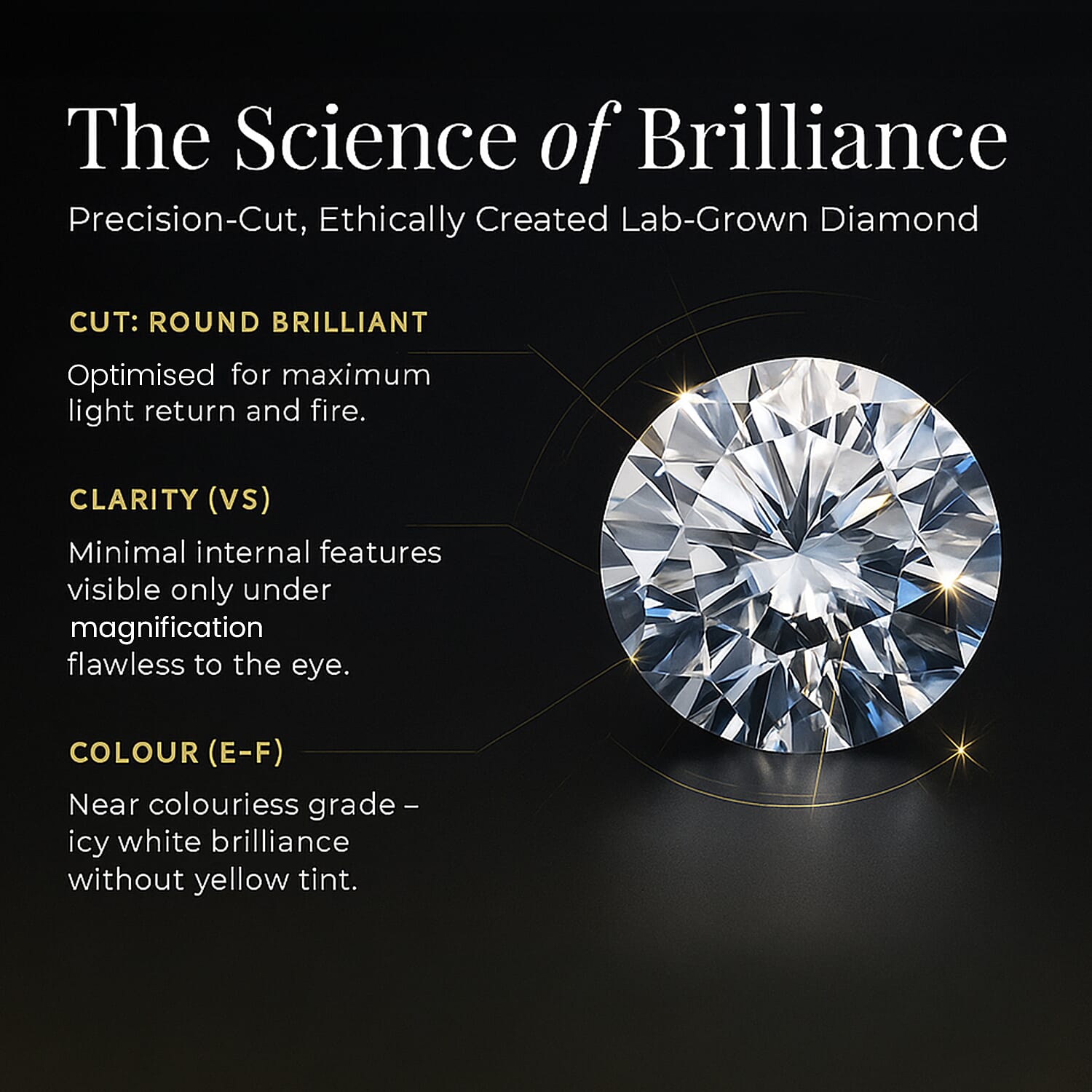 Black Friday Deal- Luxuriant 9K Yellow Gold Round Cut SGL Certified Lab Grown Diamond (VS-EF) Ring 2.00 Ct.