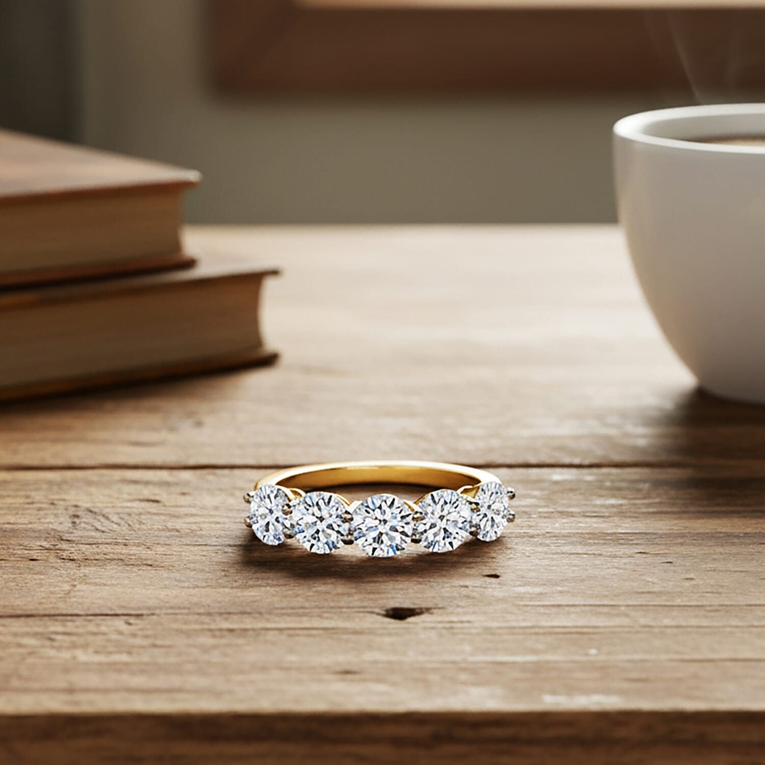 Black Friday Deal- Luxuriant 9K Yellow Gold Round Cut SGL Certified Lab Grown Diamond (VS-EF) Ring 2.00 Ct.