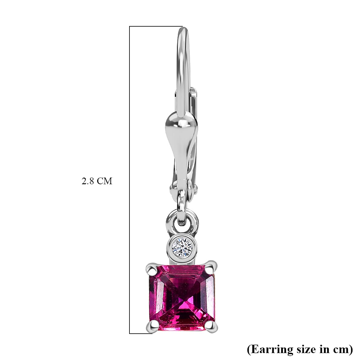 Luxuriant Lab Grown Bixbite & Lab Grown Diamond (SI-GH) Lever Back Earring in Rhodium Overlay Sterling Silver 1.23 Ct.