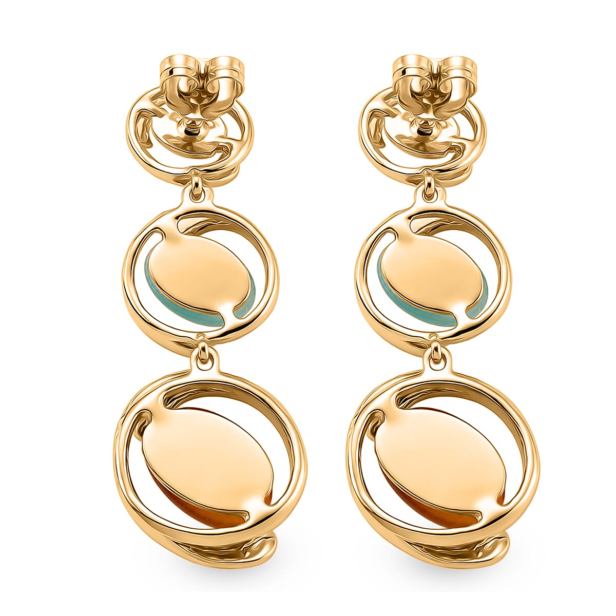 Created Multi Cat's Eye Dangling Earring with Push Back 12.00 Ct.