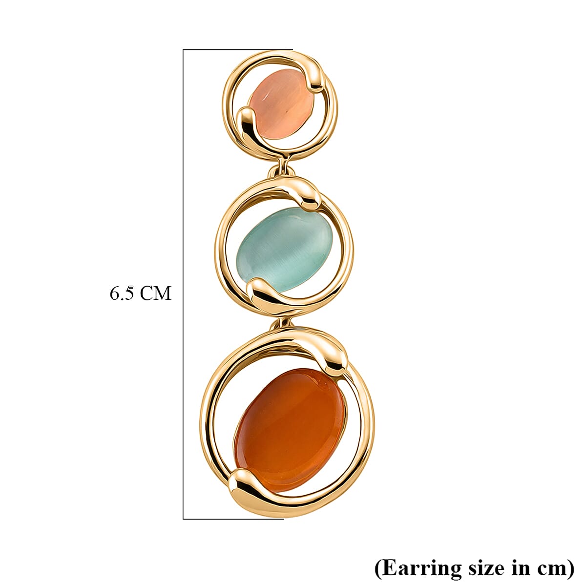 Created Multi Cat's Eye Dangling Earring with Push Back 12.00 Ct.