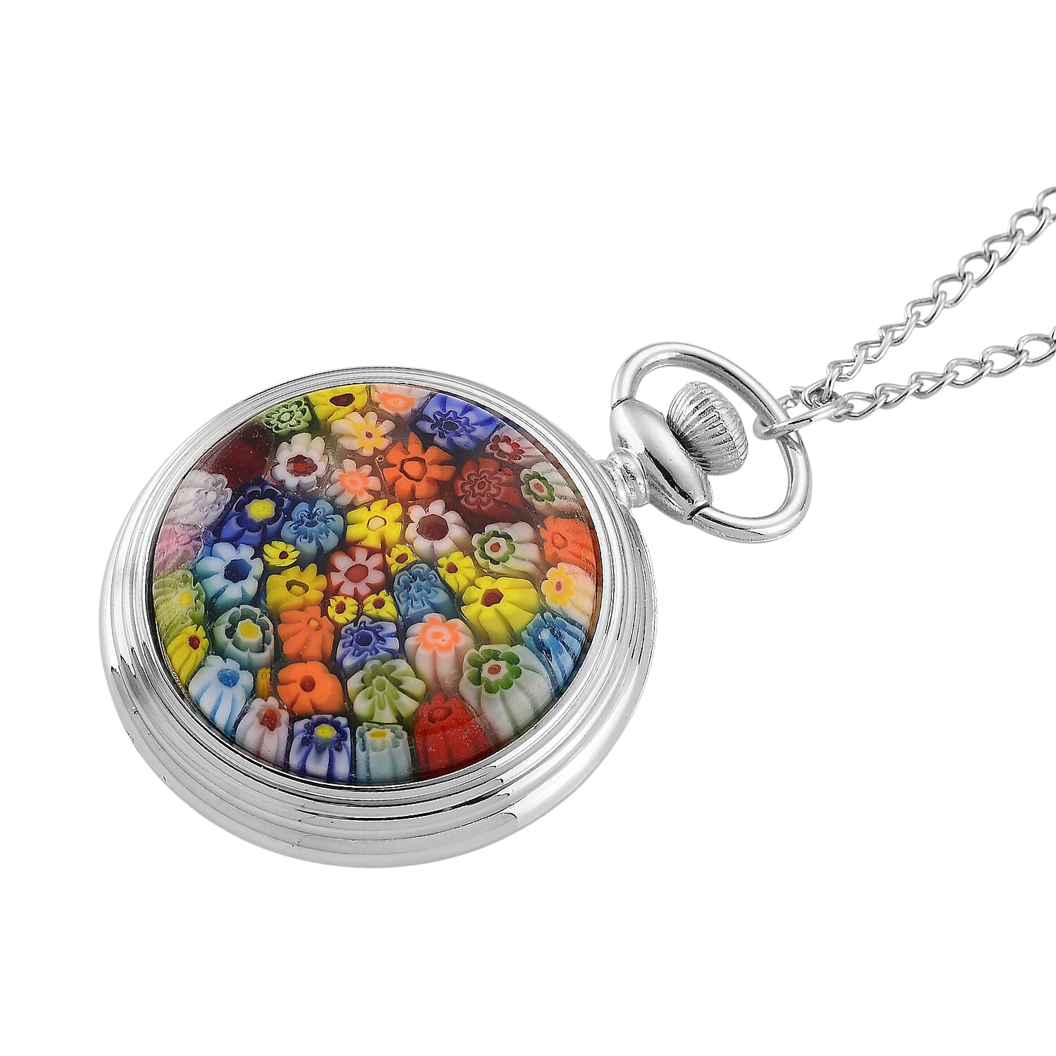 STRADA Murano Style Glass Pocket Watch 3ATM WR with  Chain