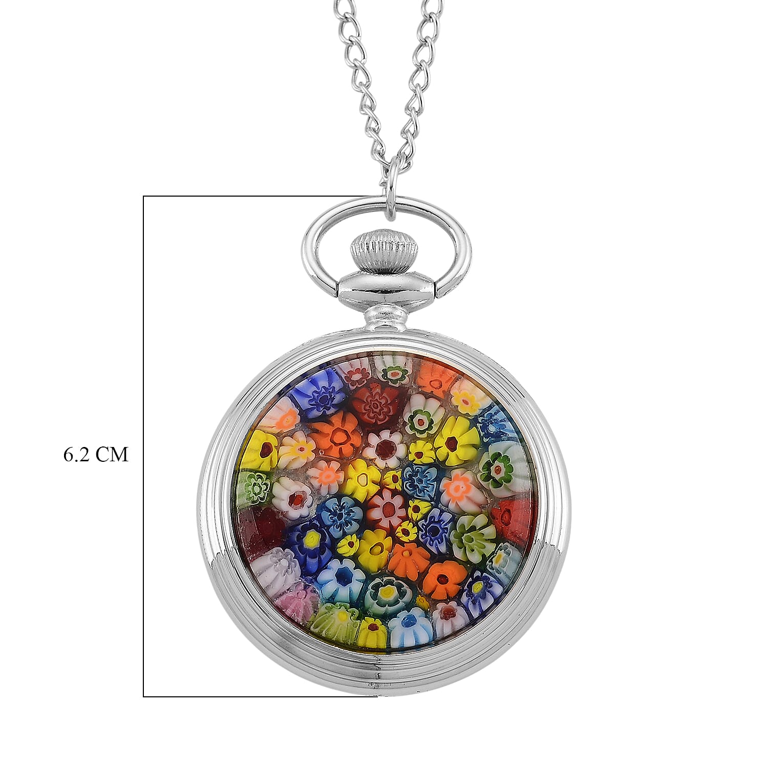STRADA Murano Style Glass Pocket Watch 3ATM WR with  Chain